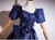 Navy Blue Puff Sleeve Pleats Quinceanera Dress