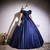 Navy Blue Off the Shoulder Bow Quinceanera Dress
