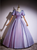Purple Puff Sleeve Pleats Quinceanera Dress
