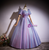 Purple Puff Sleeve Pleats Quinceanera Dress