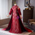 Burgundy Lace High Neck Prom Dress