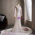 White Mermaid Lace Long Sleeve Beading Wedding Dress