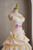 Champagne Strapless Pleats Wedding Dress