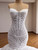 White Mermaid Satin Lace Strapless Wedding Dress