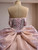 Pink Ball Gown Tulle Sequins Crystal Prom Dress