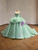 Green Tulle Strapless Appliques Beading Prom Dress