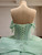 Green Tulle Strapless Appliques Beading Prom Dress