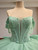 Green Tulle Strapless Appliques Beading Prom Dress