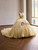 Yellow Tulle Strapless Appliques Prom Dress