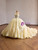 Yellow Tulle Strapless Appliques Prom Dress