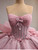 Pink Tulle Strapless Appliques Prom Dress