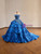 Blue Satin Straples Beading Prom Dress