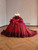 Burgundy Tulle Strapless Appliques Beading Prom Dress