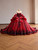 Burgundy Tulle Strapless Appliques Beading Prom Dress