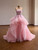 Pink Tulle Strapless Beading Prom Dress