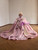 Pink Tulle Sequins Crystal Bow Prom Dress