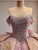 Pink Tulle Sequins Crystal Bow Prom Dress