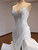 White Mermaid Strapless Beading Wedding Dress