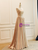 Champagne Satin Strapless Pleats Beading Prom Dress