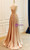Champagne Satin Strapless Pleats Beading Prom Dress