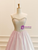 Graceful lavender gown with a fitted bodice and full skirt