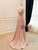 Pink Satin Straps Pleats Prom Dress