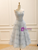 Light Blue Tulle Strapless Beading Prom Dress