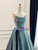 Side profile of the A-line pleated ball gown.