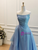 Blue Straps Pleats Prom Dress