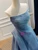 Blue Straps Pleats Prom Dress