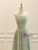 A-Line Green Strapless Pleats Prom Dress
