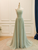 A-Line Green Strapless Pleats Prom Dress