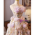 Champagne Print Strapless Flower Homecoming Dress