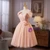 Light Pink Tulle Off the Shoulder Flower Homecoming Dress
