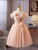 Light Pink Tulle Off the Shoulder Flower Homecoming Dress