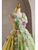Green Tulle V-neck Flower Homecoming Dress