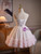 Pink Tulle Lace Strapless Homecoming Dress