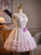Pink Tulle Lace Strapless Homecoming Dress