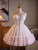 Pink Tulle Lace Strapless Homecoming Dress
