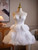 White Tulle Strapless Flower Homecoming Dress