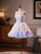White Sequins Blue Tulle Beading Homecoming Dress