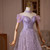 Purple Off the Shoulder Beading Prom Dress