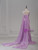 Violet Color Strapless Pleats Prom Dress
