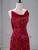 Burgundy Sequins Spaghetti Straps Prom Dress