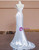 Beige White Satin Strapless Pleats Wedding Dress