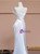 Beige White Satin Strapless Pleats Wedding Dress