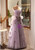 Purple Sequins Strapless Prom Dress