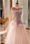 Pink Tulle Sequins Strapless Prom Dress
