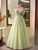 Green Tulle Strapless Flower Prom Dress