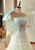 Green Tulle Sequins Strapless Prom Dress